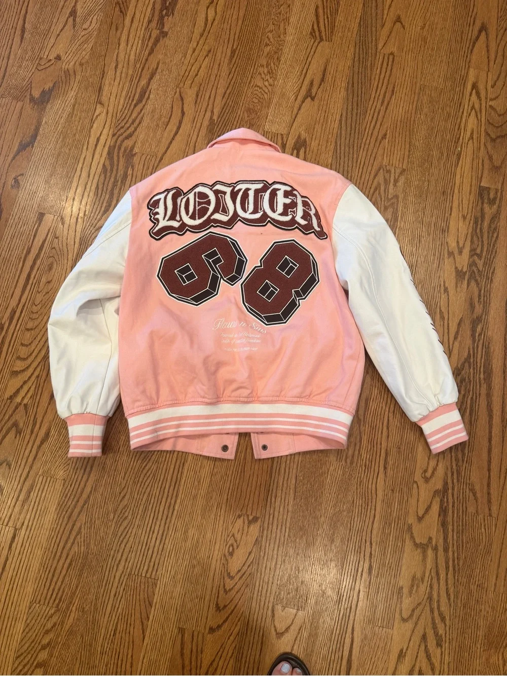 Loiter Varsity Letterman Pink Jacket - Picture 9 of 10